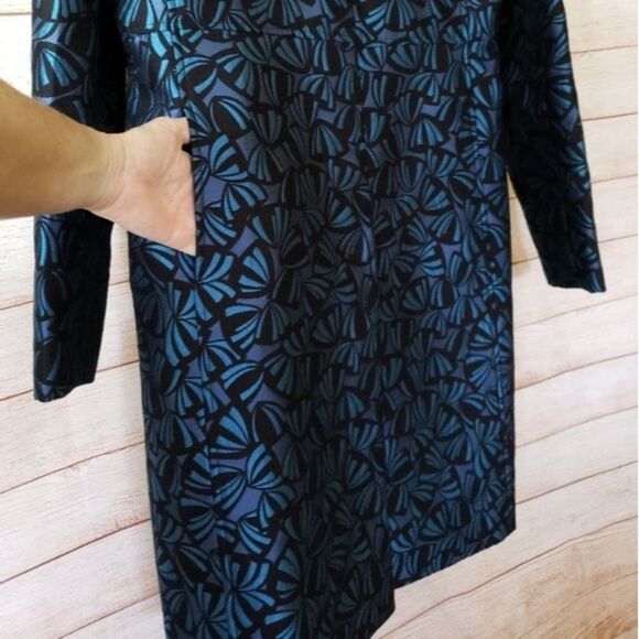 Anne Klein Snap Front Long Sleeve Coat Shell Print Lined Women's Size 6 - Picture 7 of 8